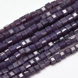 Faceted Cube Glass Beads Strands
