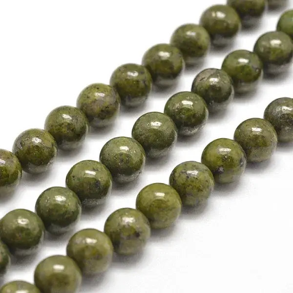 Round Natural Green Granite Beads Strands
