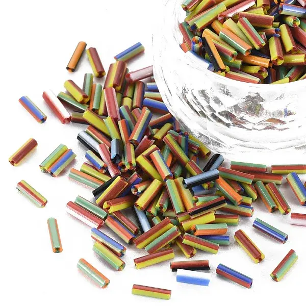 Opaque Colours Two Tone Seed Glass Bugle Beads