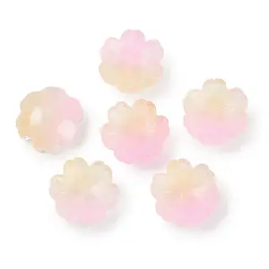 Transparent Spray Paint Glass Bead Caps