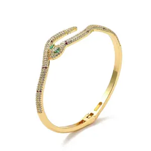 Cubic Zirconia Snake Open Cuff Bangle