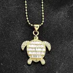 Summer Beach Brass Pave Cubic Zirconia Turtle Pendant Necklaces for Women
