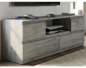 TV skříňka Carlos, šedý beton, šířka 140 cm