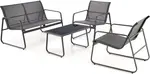 HALMAR Zahradní set CONOR šedý, kovový – pohovka, 2 křesla, stolek