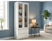 Vysoká vitrína Carlos, bílá, šířka 70 cm