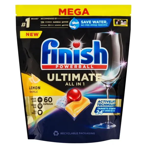 FINISH Ultimate All in 1 Kapsle do myčky nádobí Lemon Sparkle 60 ks