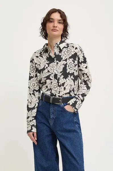 Košile Answear.LAB dámská, černá barva, regular, s klasickým límcem