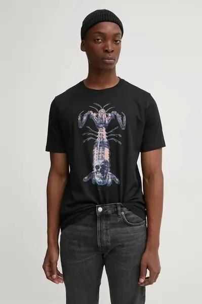 Bavlněné tričko PS Paul Smith černá barva, s potiskem, M2R.011R.PP5083