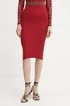 Sukně Guess KATELYN vínová barva, midi, pouzdrová, W5RD15 Z2V62