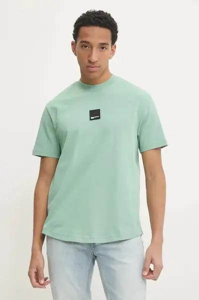 Bavlněné tričko Karl Lagerfeld Jeans zelená barva, s aplikací, A1M17011