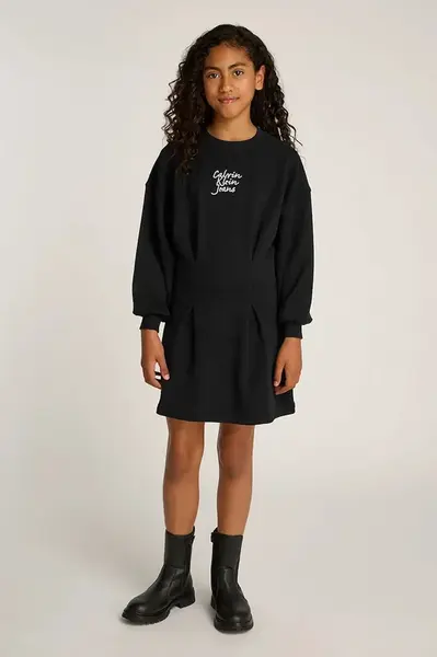 Dívčí šaty Calvin Klein Jeans černá barva, mini, IG0IG02773