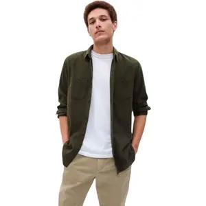 GAP FA23 MIDWEIGHT HEATHER FLANNEL Pánska košeľa, khaki, veľkosť