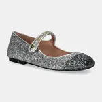 Baleríny Love Moschino stříbrná barva, JA11061G0LJJ190A
