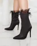 Resti Black women's feather boots Wenelika