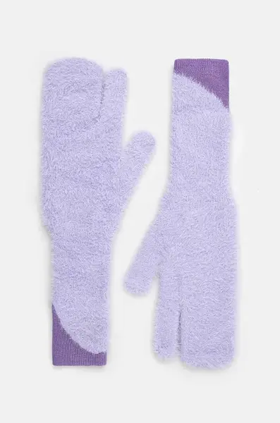 Rukavice z vlněné směsi MM6 Maison Margiela fialová barva, S62TS0062.M13073
