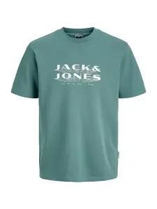 JACK & JONES Tričko 'JCOFUSION'  tmelová / modrozelená / biela