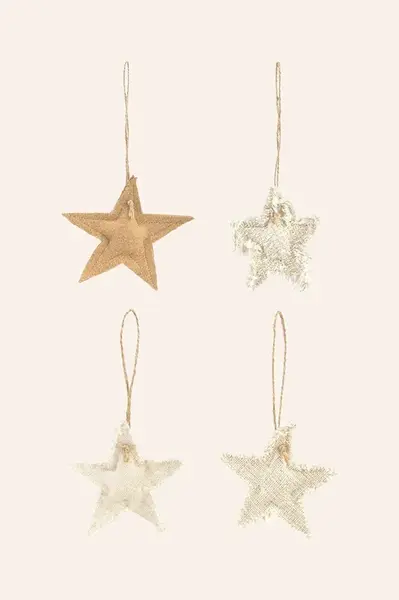 Závěsná dekorace Calma House Star Christmas 4-pack 10 cm