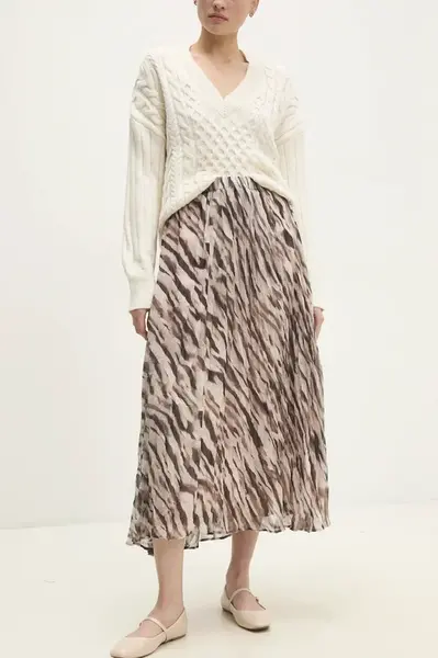 Sukně Answear.LAB hnědá barva, maxi, áčková