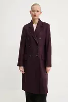 Vlněný kabát PS Paul Smith fialová barva, přechodný, dvouřadový, W2R.240C.N21059