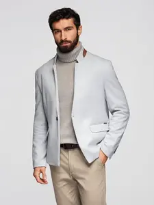 Ombre Men's melange rayon jacket with stand-up collar - grey melange