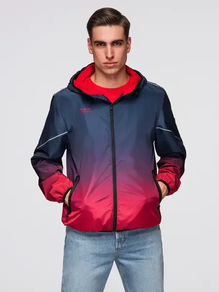 Men's ombre sports jacket with reflectors and fleece lining