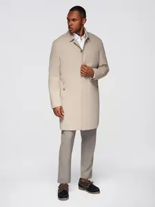 Ombre Men's minimalist coat with detachable vest - beige