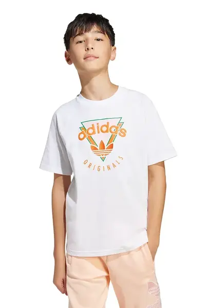 Dětské bavlněné tričko adidas Originals bílá barva, s potiskem, JC5861