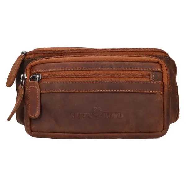 Pánska kožená ľadvinka Greenwood Bent - koňak