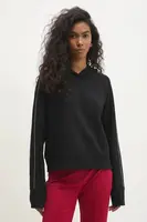 Mikina Answear.LAB dámská, černá barva, s kapucí, hladká