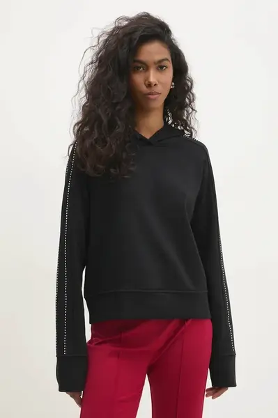 Mikina Answear.LAB dámská, černá barva, s kapucí, hladká