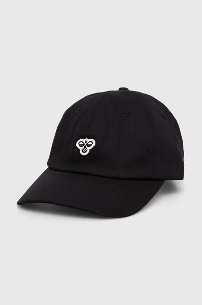 Bavlněná baseballová čepice Hummel černá barva, s aplikací