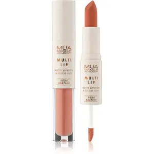 MUA Makeup Academy Multi Lip Nude Edition dlhotrvajúci rúž a lesk na pery duo odtieň Caramel 3.2 g