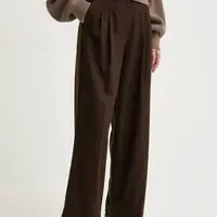 Kalhoty BA&SH dámské, hnědá barva, široké, high waist, 1H24BEDW