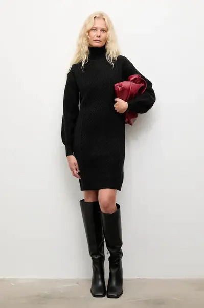 Kašmírové šaty Answear.LAB černá barva, mini