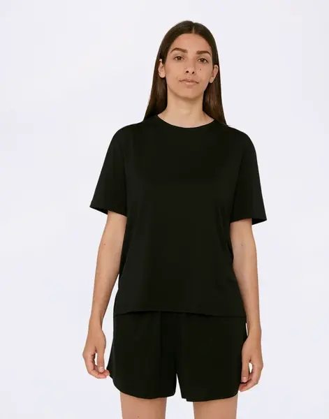 Tričko Organic Basics Soft Touch Boxy Tee Black