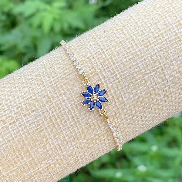 Brass Micro Pave Cubic Zirconia Slider Bracelets