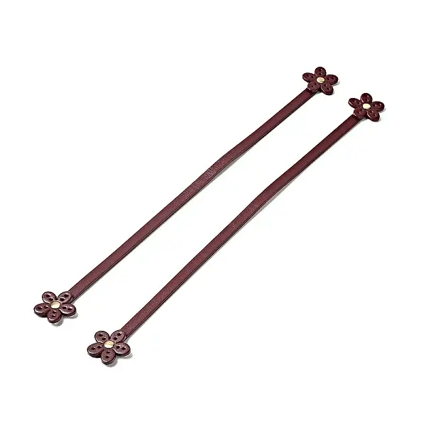 Flower End Cowhide Leather Sew On Bag Handles