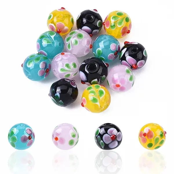 12Pcs 4 Colors Handmade Lampwork Bumpy Beads Strands