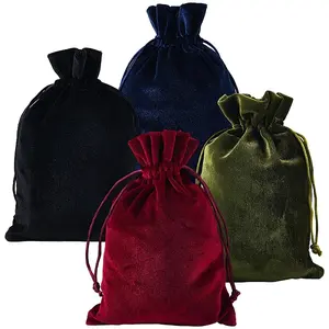 4Pcs 4 Colors Rectangle Velvet Drawstring Pouches