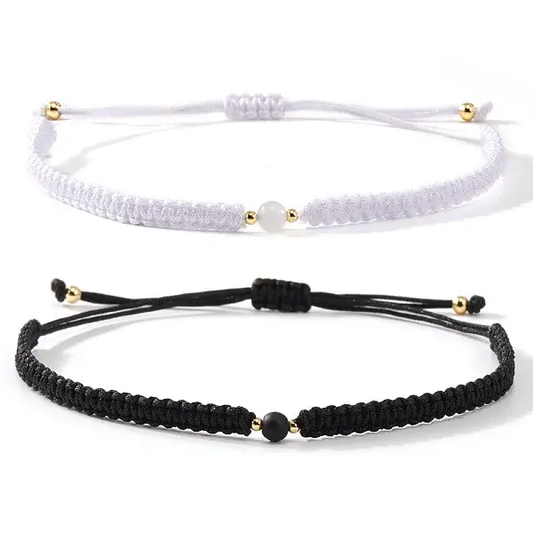2Pcs Adjustable Valentine's Day Couple Braided Bracelet Sets