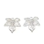Brass Pave Clear Cubic Zirconia Flower Pendants