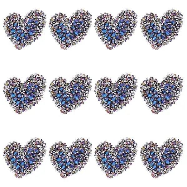 12Pcs Glitter Resin Hotfix Rhinestone(Hot Melt Adhesive On The Back)