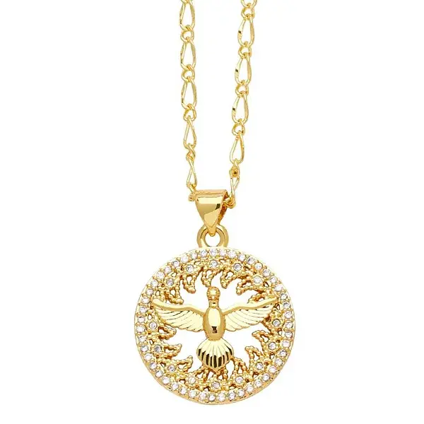 Brass Micro Pave Cubic Zirconia Pendant Necklaces