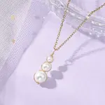 White Round Shell PearlBeaded Pendant 304 Stainless Steel Cable Chain Necklaces for Women
