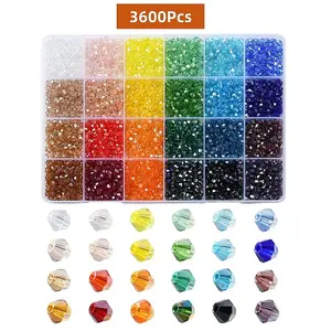 3600Pcs 24 Colors Transparent Electroplate Glass Beads