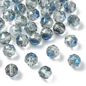 20Pcs Transparent Electroplate Glass Beads