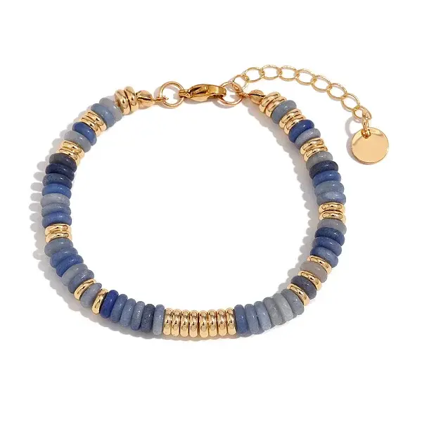 Retro Natural Lapis Lazuli & Stainless Steel Beaded Bracelets for Women
