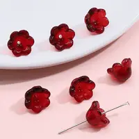 10Pcs Gradient Color Transparent Glass Bead Caps