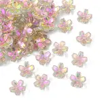 50Pcs Transparent Electroplate Glass Bead Caps