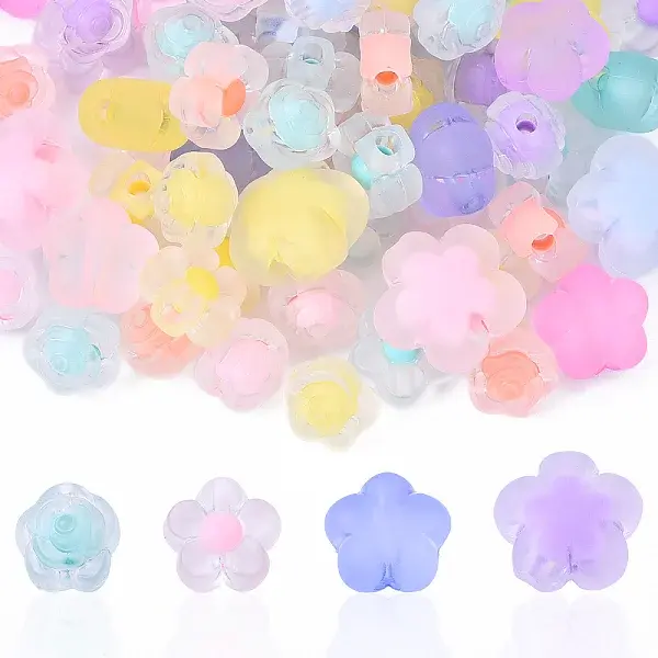 60G 4 Styles Frosted Transparent Acrylic Beads